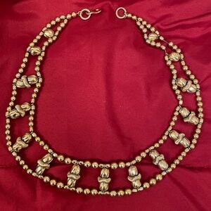 EUC Timeless Classy Unique Chic Gold-Tone Double Beaded Necklace with claw clasp